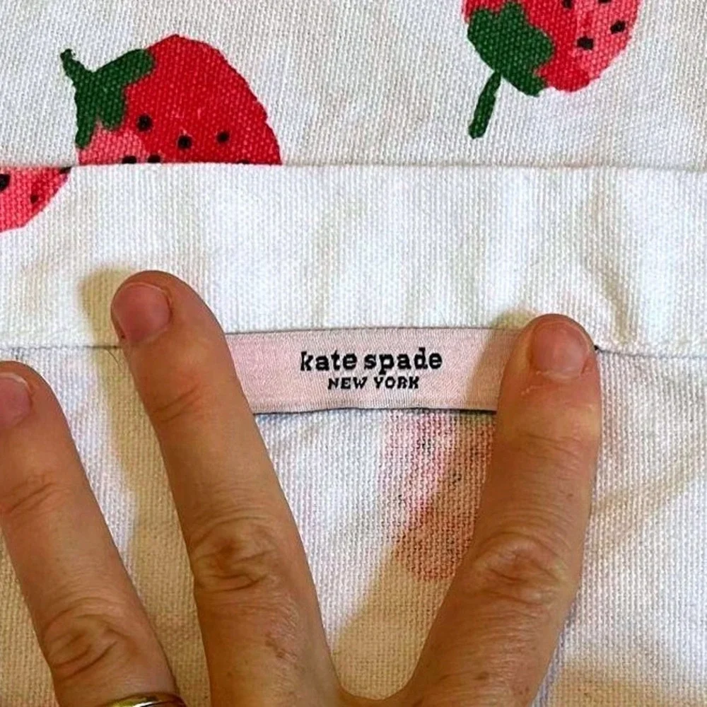 Kate Spade Strawberry Apron Womens OS Fruit Print Cotton Kitchen In Good Measure